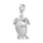 De-Ani Sterling Silver Rhodium-plated Polished 3D Moveable Sea Turtle Pendant - Image 4
