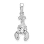 De-Ani Sterling Silver Rhodium-plated Polished 3D Moveable Lobster Pendant - Image 5