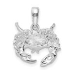 De-Ani Sterling Silver Rhodium-Plated Polished Stone Crab Pendant - Image 5