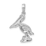 De-Ani Sterling Silver Rhodium-Plated Polished Standing Pelican Pendant - Image 4
