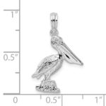 De-Ani Sterling Silver Rhodium-Plated Polished Standing Pelican Pendant - Image 6