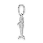 De-Ani Sterling Silver Rhodium-Plated Polished 3D Jumping Dolphin Pendant - Image 3