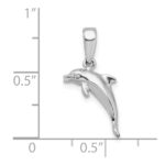 De-Ani Sterling Silver Rhodium-Plated Polished 3D Jumping Dolphin Pendant - Image 6