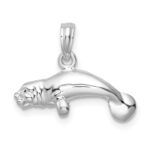 De-Ani Sterling Silver Rhodium-Plated Polished 3D Manatee Pendant - Image 3