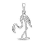 De-Ani Sterling Silver Rhodium-Plated Polished 3D Flamingo Pendant - Image 5