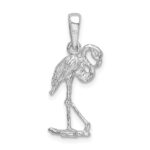 De-Ani Sterling Silver Rhodium-Plated Polished 3D Flamingo Pendant - Image 4