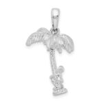 De-Ani Sterling Silver Rhodium-Plated 3D Palm Tree with Moving Climber Pendant - Image 5
