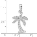 De-Ani Sterling Silver Rhodium-Plated Palm Tree with Textured Trunk Pendant - Image 4