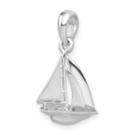 De-Ani Sterling Silver Rhodium-plated Polished 3D Sailboat Pendant - Image 4
