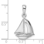 De-Ani Sterling Silver Rhodium-plated Polished 3D Sailboat Pendant - Image 5