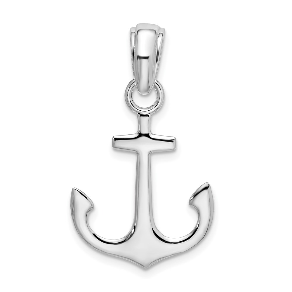QC9879.jpg De-Ani Sterling Silver Rhodium-Plated Polished 3D Anchor Pendant - Image 1