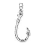 De-Ani Sterling Silver Rhodium-Plated Polished 3D Fish Hook Pendant