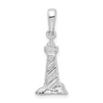 De-Ani Sterling Silver Rhodium-plated Polished 3D Cape Hatteras Lighthouse Pendant - Image 5