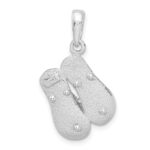 De-Ani Sterling Silver Rhodium-Plated Polished 3D Flip-flops Pendant - Image 5