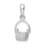 De-Ani Sterling Silver Rhodium-Plated 3D Basket with Moving Handle Pendant - Image 4