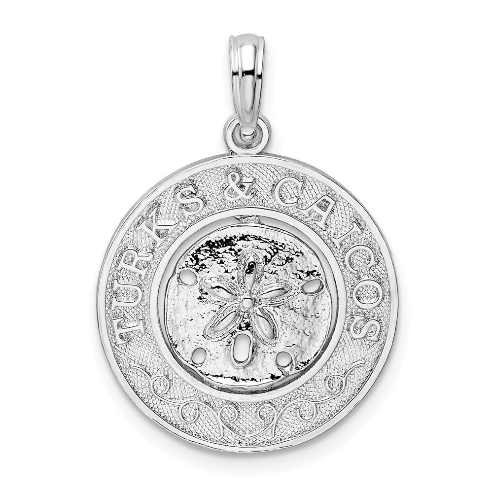 QC9887.jpg De-Ani Sterling Silver Rhodium-Plated Textured Turks and Caicos Sand Dollar Pendant - Image 1