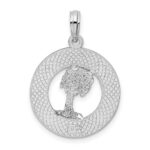 De-Ani Sterling Silver Rhodium-Plated Textured Turks and Caicos Palm Tree Pendant - Image 5