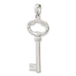 De-Ani Sterling Silver Rhodium-Plated 3D Key to My Heart Key Pendant - Image 5