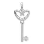 De-Ani Sterling Silver Rhodium-Plated 3D Key to My Heart Pretzel Top Key Pendant - Image 4