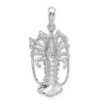 De-Ani Sterling Silver Rhodium-Plated Polished Large Florida Lobster Pendant - Image 4