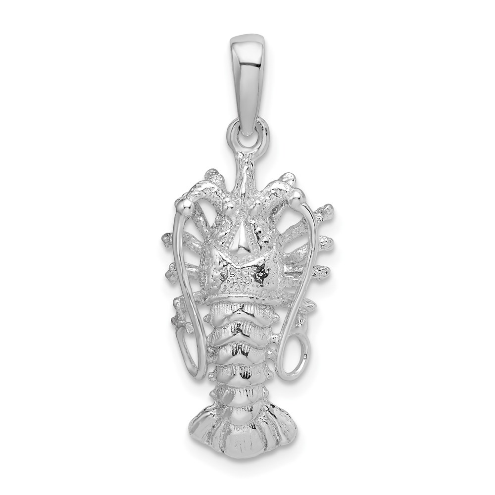 QC9909.jpg De-Ani Sterling Silver Rhodium-Plated Polished Medium Florida Lobster Pendant - Image 1