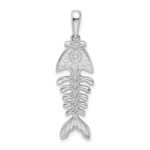 De-Ani Sterling Silver Rhodium-Plated Polished and Textured 3D Fishbone Pendant - Image 3