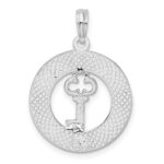 De-Ani Sterling Silver Rhodium-Plated Textured Siesta Key Florida with Key Pendant - Image 5
