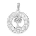 De-Ani Sterling Silver Rhodium-Plated Textured Key West with Palm Tree Pendant - Image 4