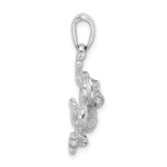 De-Ani Sterling Silver Rhodium-Plated Polished and Textured Frog Hanging by Leg Pendant - Image 2