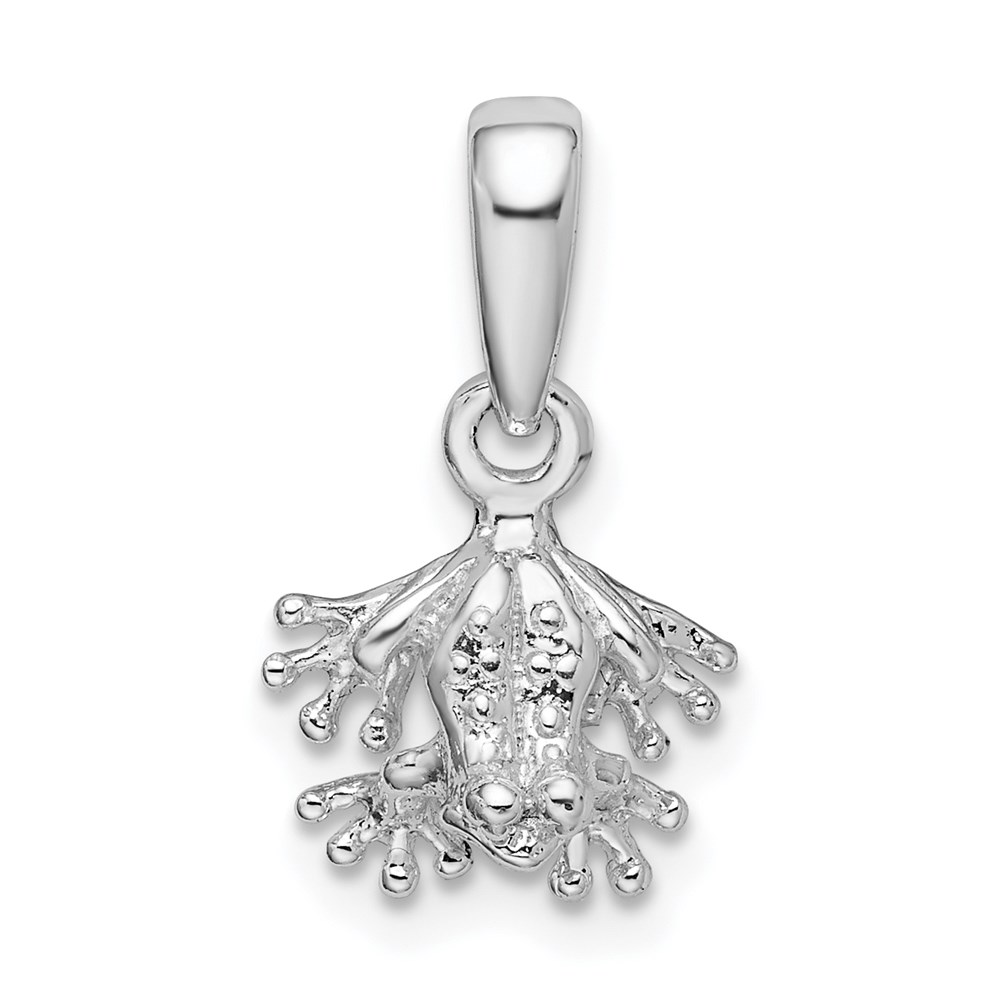 QC9934.jpg De-Ani Sterling Silver Rhodium-Plated Polished Mini Frog Pendant - Image 1