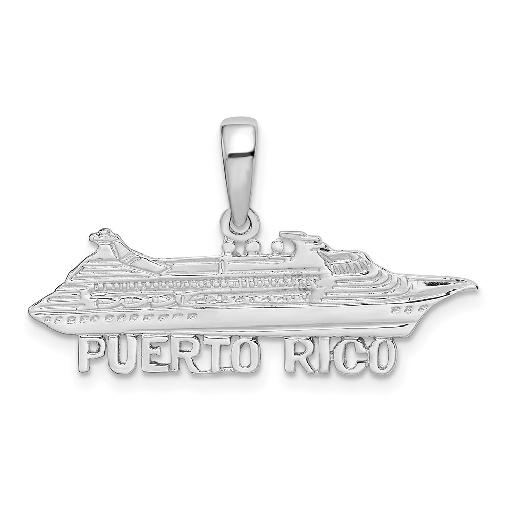 QC9937.jpg De-Ani Sterling Silver Rhodium-Plated Polished Puerto Rico Cruise Ship Pendant - Image 1
