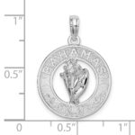 De-Ani Sterling Silver Rhodium-Plated Polished Bahamas Circle with Shell Pendant - Image 4