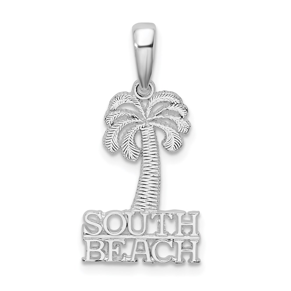 QC9943.jpg De-Ani Sterling Silver Rhodium-Plated Polished South Beach Palm Tree Pendant - Image 1