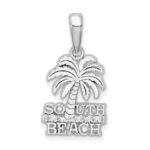 De-Ani Sterling Silver Rhodium-Plated Polished South Beach Palm Tree Pendant