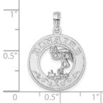 De-Ani Sterling Silver Rhodium-Plated Polished Bonaire Circle Flamingo Pendant - Image 4