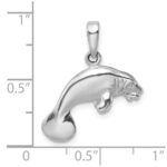 De-Ani Sterling Silver Rhodium-Plated Polished 3D Manatee Pendant - Image 5