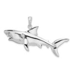 De-Ani Sterling Silver Rhodium-Plated Polished 3D Shark Pendant - Image 3