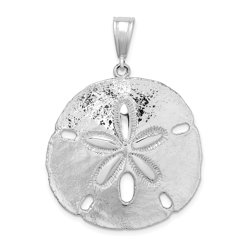 QC9964.jpg De-Ani Sterling Silver Rhodium-Plated Polished Sand Dollar Pendant - Image 1