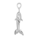 De-Ani Sterling Silver Rhodium-Plated Polished 3D Jumping Dolphin Pendant - Image 2