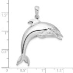De-Ani Sterling Silver Rhodium-Plated Polished 3D Jumping Dolphin Pendant - Image 4