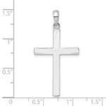 De-Ani Sterling Silver Rhodium-plated Polished Front Textured Back Latin Cross Pendant - Image 5