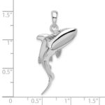 De-Ani Sterling Silver Rhodium-Plated Polished 3D Swimming Shark Pendant - Image 4