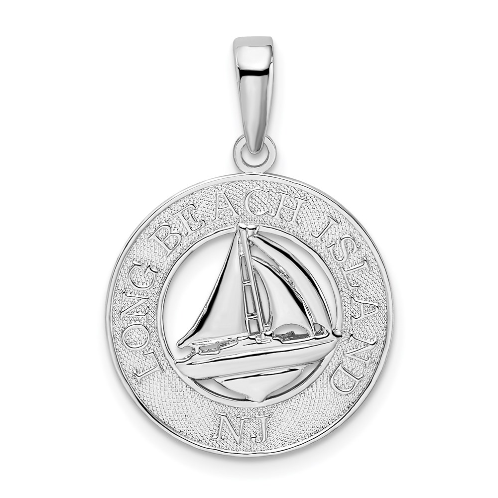 QC9971.jpg De-Ani Sterling Silver Rhodium-Plated Long Beach Island New Jersey with Sailboat Pendant - Image 1