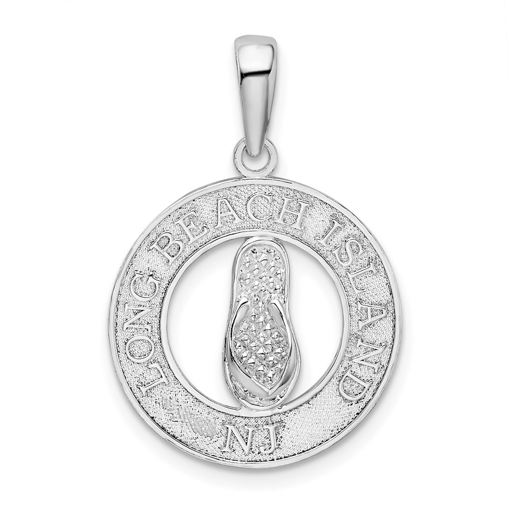 QC9972.jpg De-Ani Sterling Silver Rhodium-Plated Long Beach Island New Jersey with Flip-flop Pendant - Image 1
