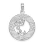 De-Ani Sterling Silver Rhodium-Plated Textured Turks and Caicos with Flamingo Pendant - Image 3