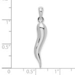 De-Ani Sterling Silver Rhodium-Plated Polished 3D Italian Horn Pendant - Image 4