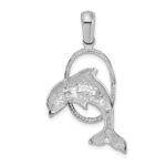De-Ani Sterling Silver Rhodium-Plated Dolphin Jumping Thru Hoop Pendant - Image 3