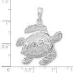 De-Ani Sterling Silver Rhodium-Plated Polished 3D Large Sea Turtle Pendant - Image 4