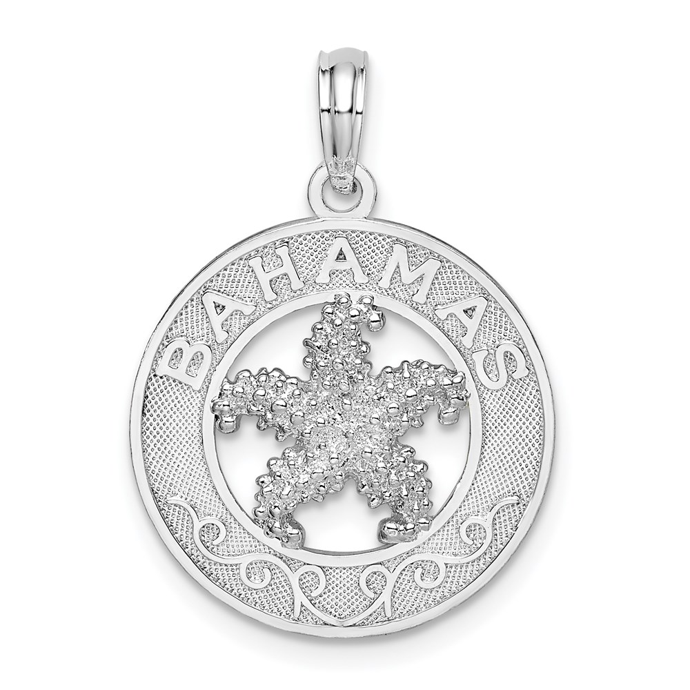 QC9997.jpg De-Ani Sterling Silver Rhodium-Plated Textured Bahamas with Starfish Pendant - Image 1