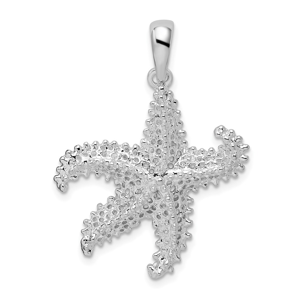 QC9999.jpg De-Ani Sterling Silver Rhodium-Plated Polished Pierced Starfish Pendant - Image 1